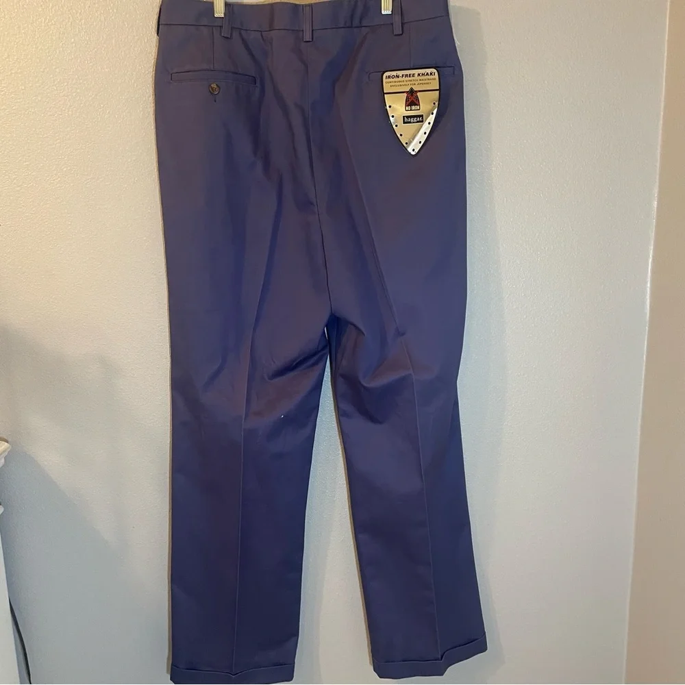 Haggar blue indigo Dress Pants. Pleat cuff. NEW. Size 38waist/34 length. No iron - Picture 2 of 6
